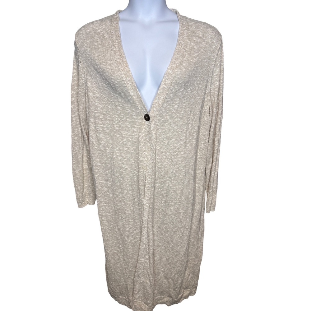 Pure Jill Womens Oatmeal Beige Longline Open Front Cardigan Sweater Sz 2X Cozy